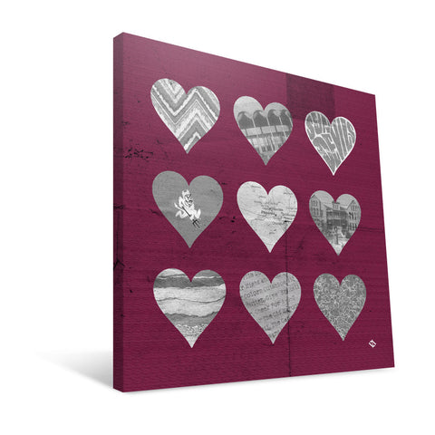 Arizona State Sun Devils Hearts Canvas Print