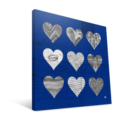 Florida Gators Hearts Canvas Print