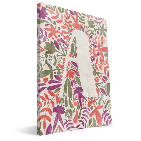 Flower Watercolor A-F Monogram Canvas Print