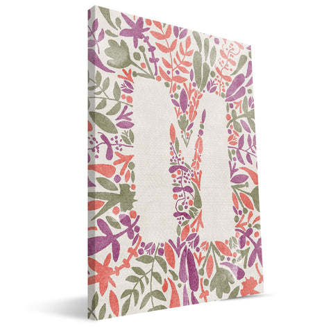 Flower Watercolor M-R Monogram Canvas Print
