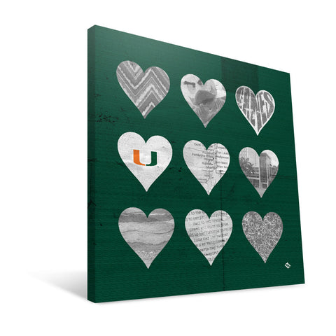 Miami Hurricanes Hearts Canvas Print