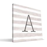 Stripe Watercolor A-F Monogram Canvas Print