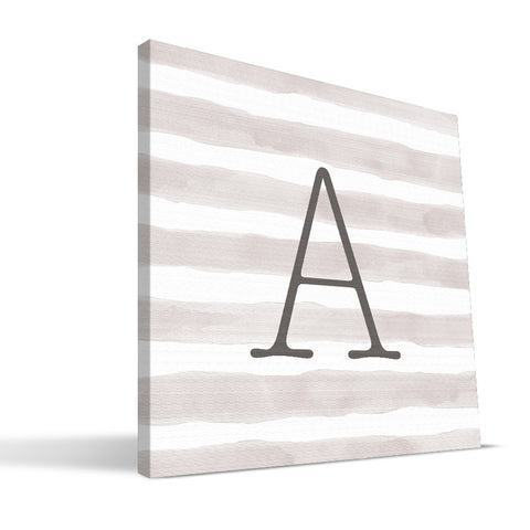 Stripe Watercolor A-F Monogram Canvas Print