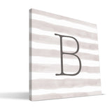 Stripe Watercolor A-F Monogram Canvas Print