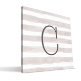 Stripe Watercolor A-F Monogram Canvas Print