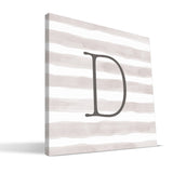 Stripe Watercolor A-F Monogram Canvas Print