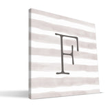 Stripe Watercolor A-F Monogram Canvas Print