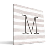 Stripe Watercolor M-R Monogram Canvas Print