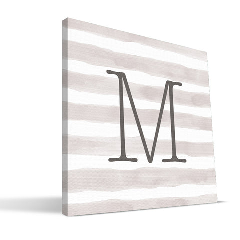 Stripe Watercolor M-R Monogram Canvas Print