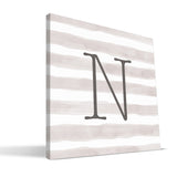 Stripe Watercolor M-R Monogram Canvas Print