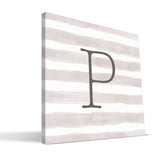 Stripe Watercolor M-R Monogram Canvas Print