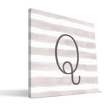 Stripe Watercolor M-R Monogram Canvas Print