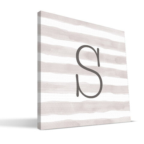 Stripe Watercolor S-Z Monogram Canvas Print