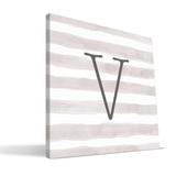Stripe Watercolor S-Z Monogram Canvas Print