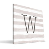Stripe Watercolor S-Z Monogram Canvas Print