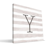 Stripe Watercolor S-Z Monogram Canvas Print