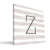 Stripe Watercolor S-Z Monogram Canvas Print
