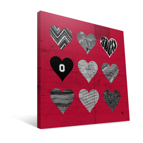 Ohio State Buckeyes Hearts Canvas Print