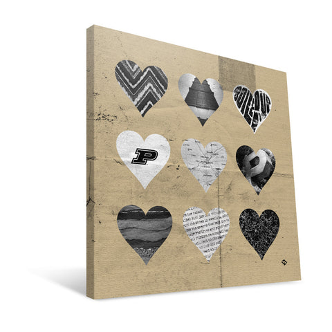 Purdue Boilermakers Hearts Canvas Print