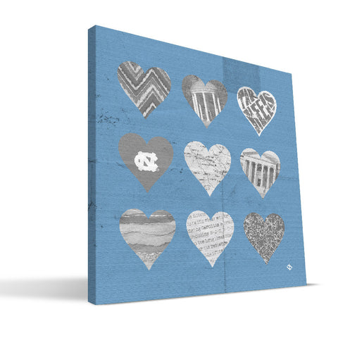 North Carolina Tar Heels Hearts Canvas Print