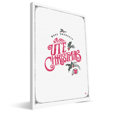 Utah Utes Merry Little Christmas Canvas Print